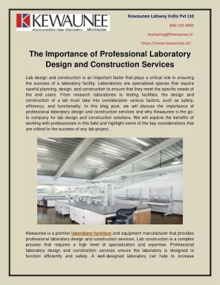 The Importance of Professional Laboratory Design and Construction Services
