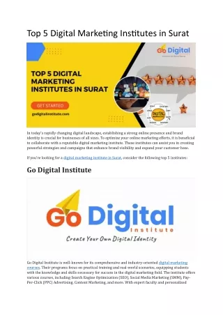 Top 5 Digital Marketing Institutes in Surat