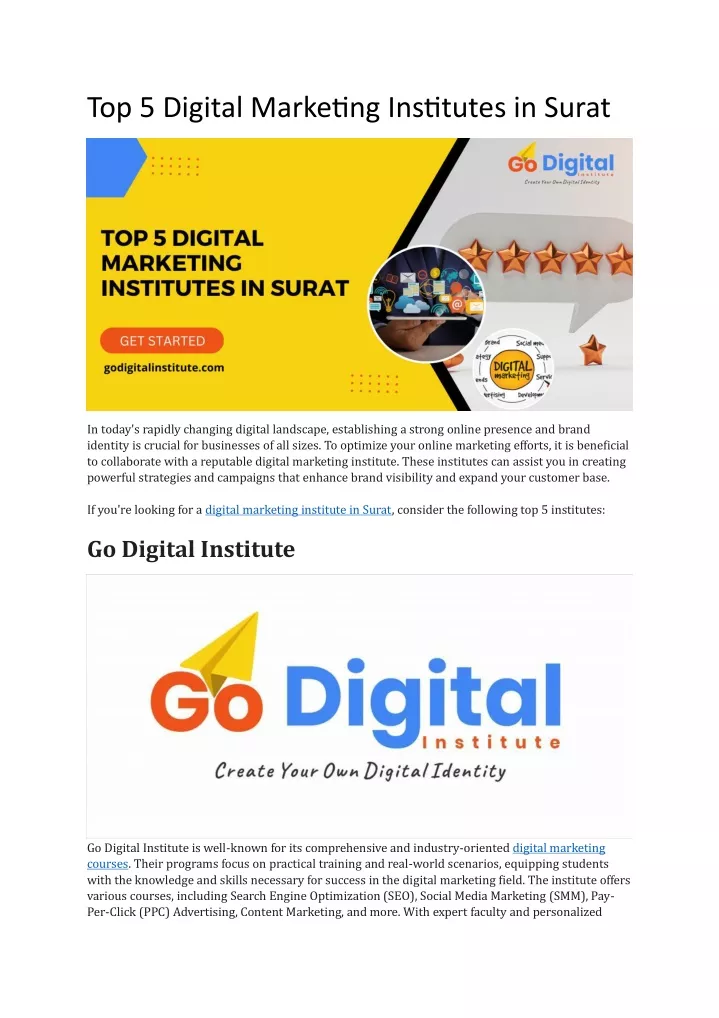 top 5 digital marketing institutes in surat