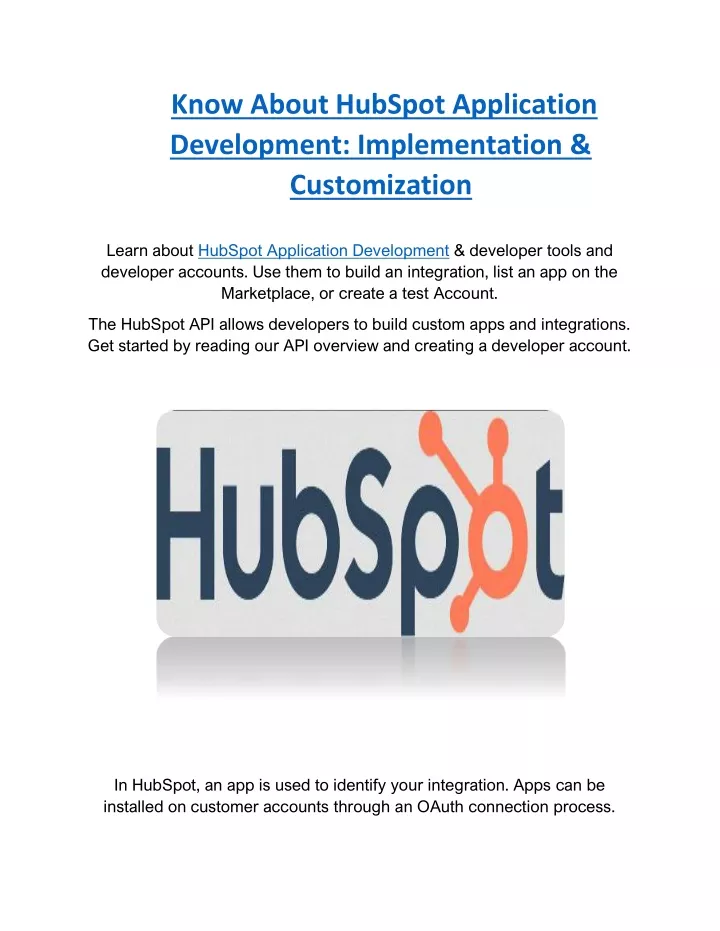 know about hubspot application development