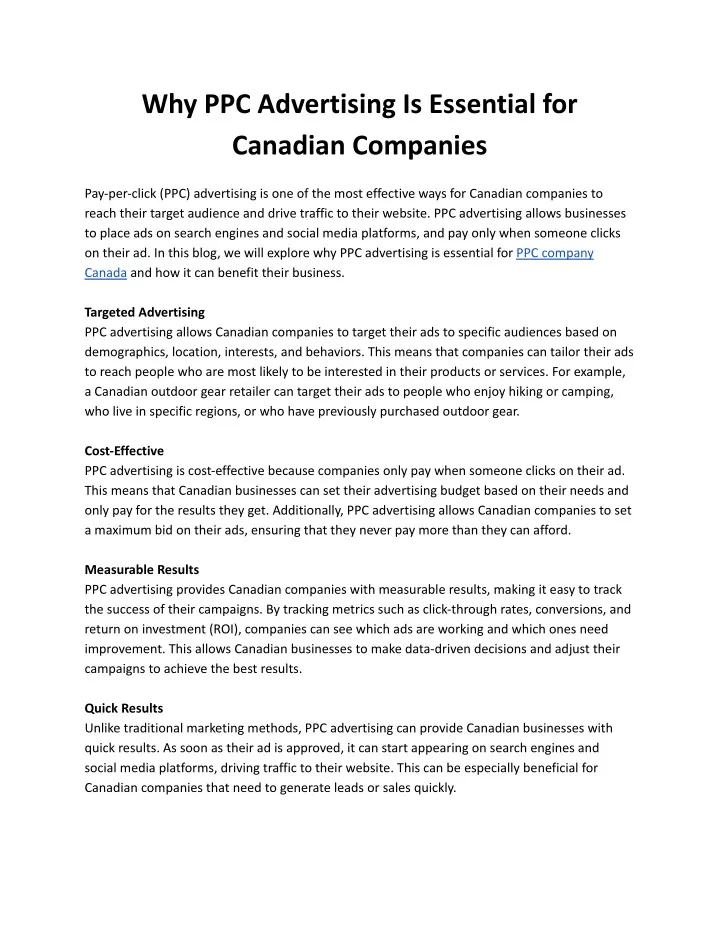 why ppc advertising is essential for canadian