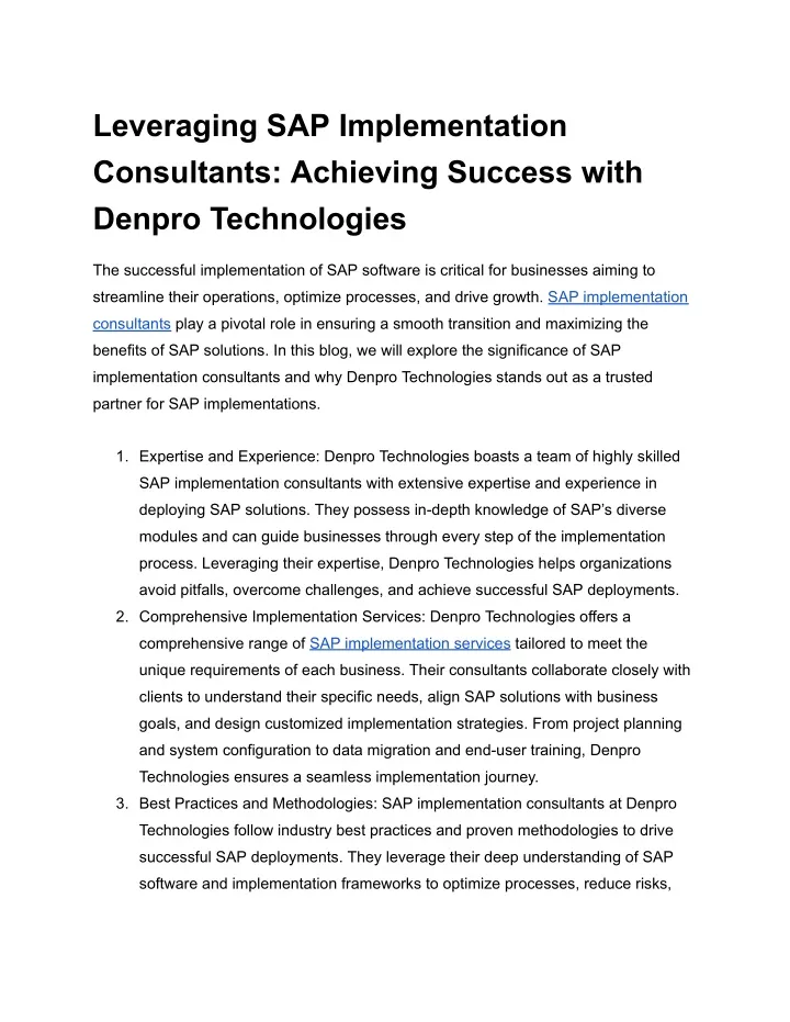 leveraging sap implementation consultants