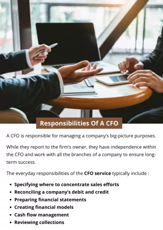 responsibilities of a cfo