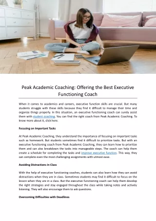 Peak Academic Coaching: Offering the Best Executive Functioning Coach