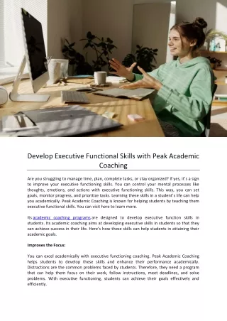 Develop Executive Functional Skills with Peak Academic Coaching