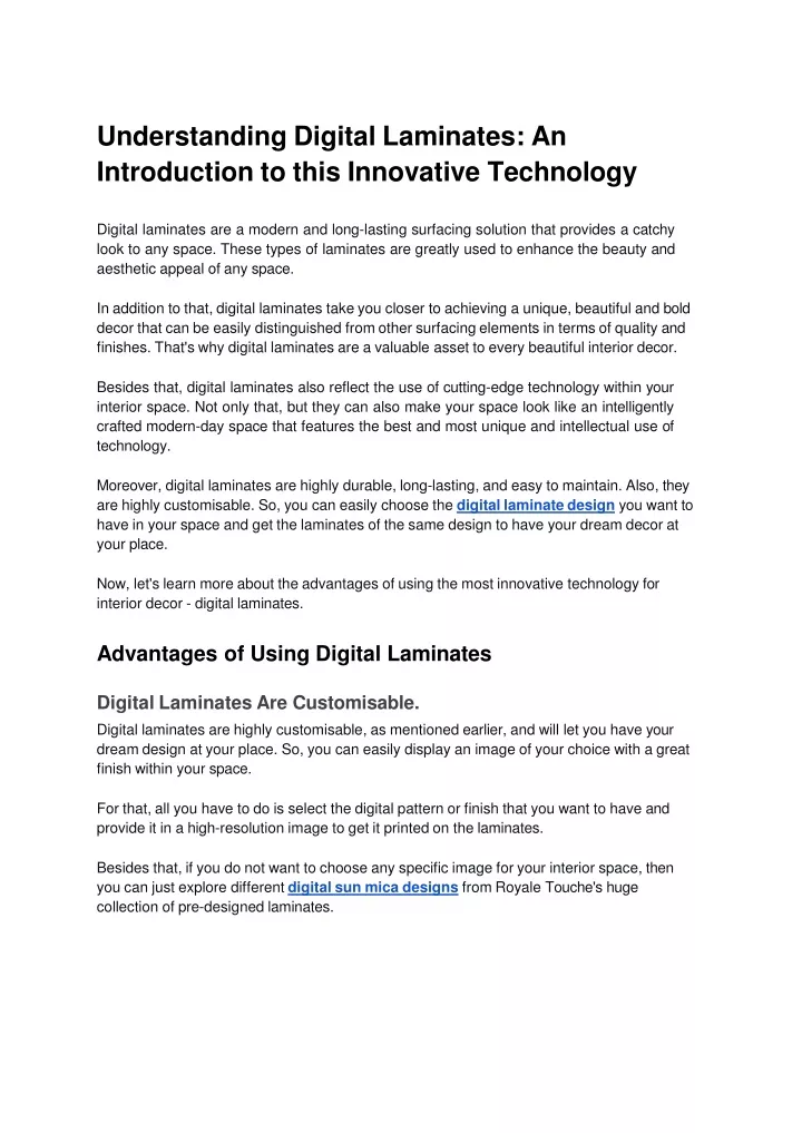 understanding digital laminates an introduction