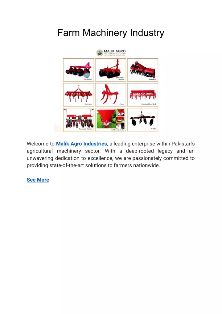 farm machinery industry