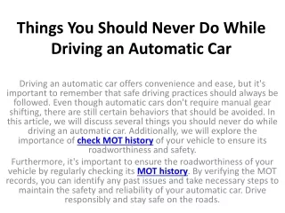 things you should never do while driving an automatic car