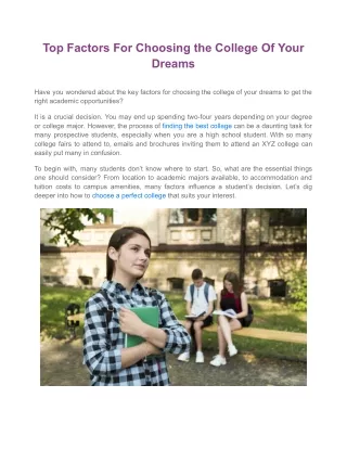 Top Factors For Choosing the College Of Your Dreams