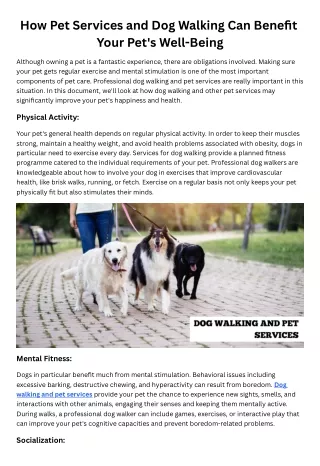 How Pet Services and Dog Walking Can Benefit Your Pet's Well-Being