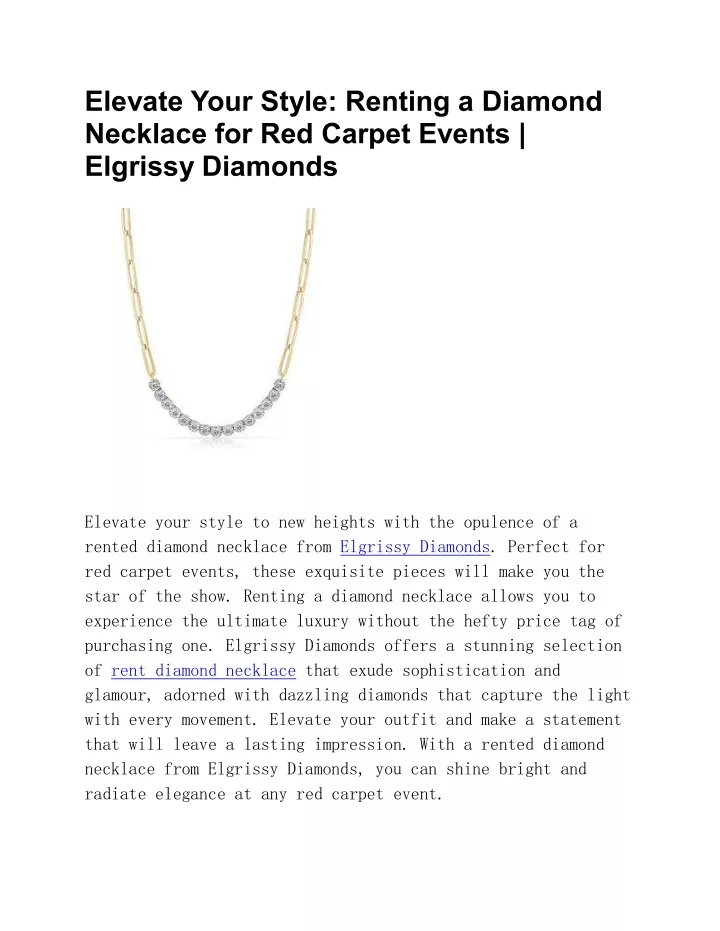 elevate your style renting a diamond necklace