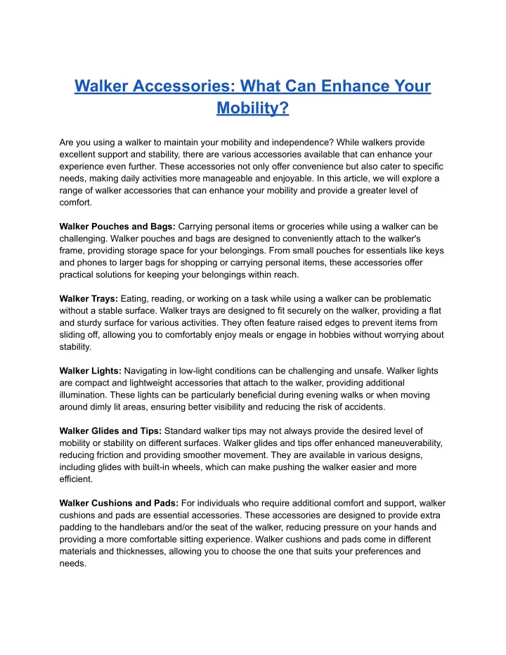 walker accessories what can enhance your mobility