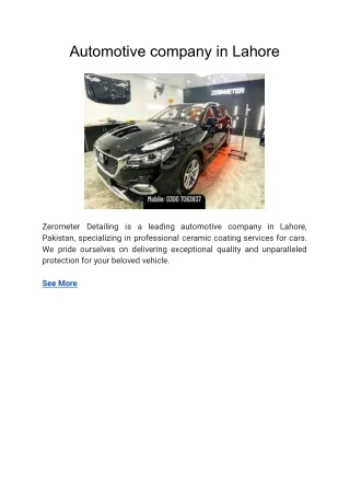 automotive company in lahore