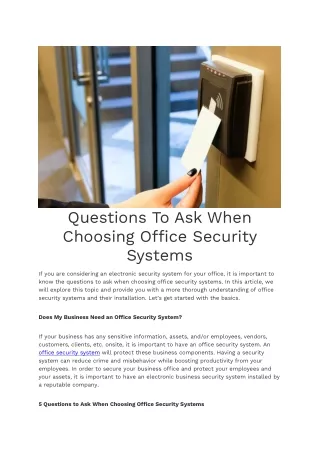 questions to ask when choosing office security