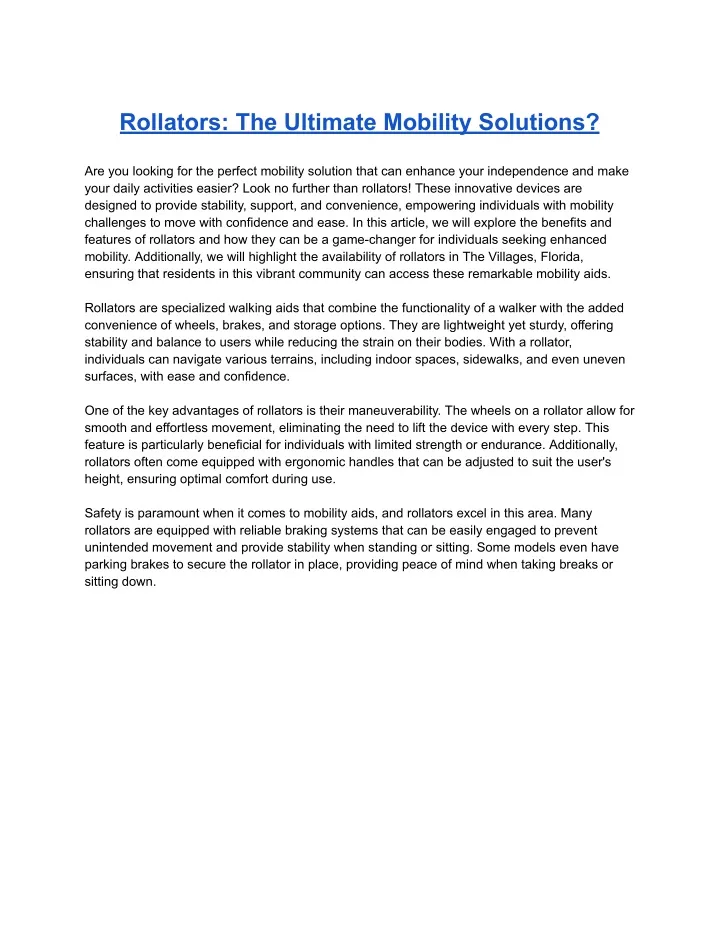 rollators the ultimate mobility solutions