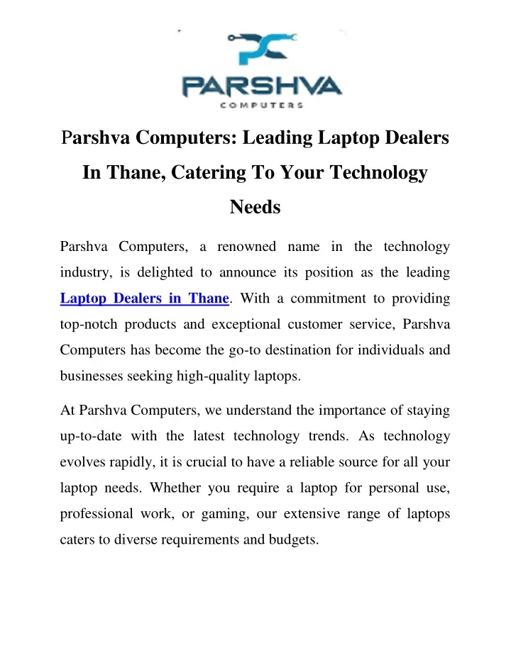 p arshva computers leading laptop dealers