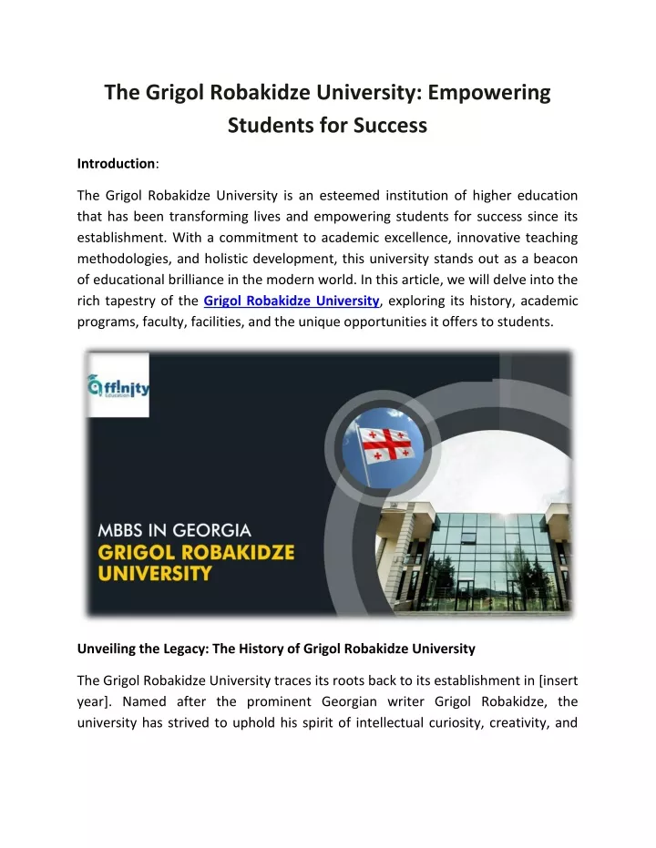 the grigol robakidze university empowering