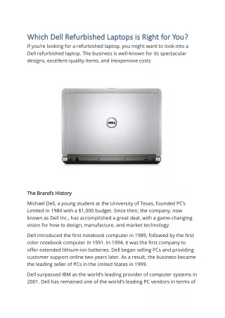 Which Dell Refurbished Laptops is Right for You