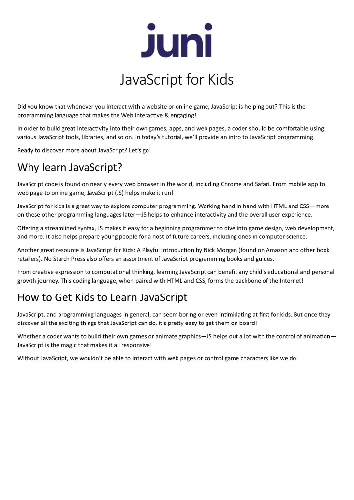 javascript for kids