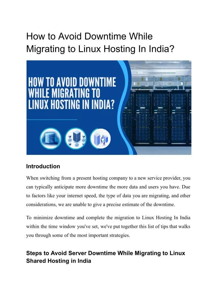how to avoid downtime while migrating to linux