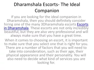 Dharamshala escort services