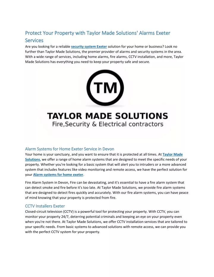 protect your property with taylor made solutions