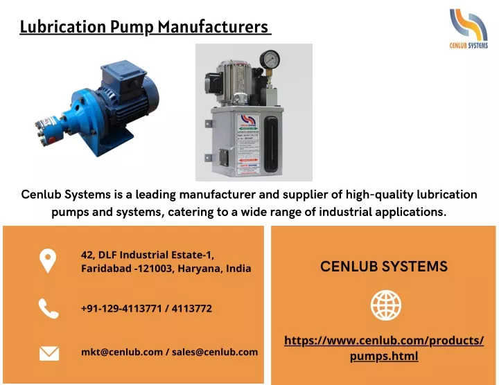 lubrication pump manufacturers