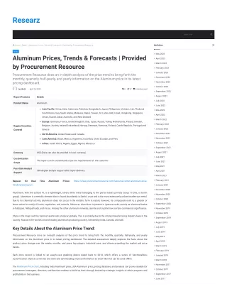 Aluminum Prices, Trends & Forecasts | Provided by Procurement Resource