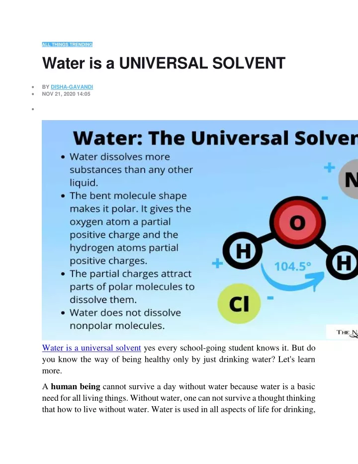 all things trending water is a universal solvent