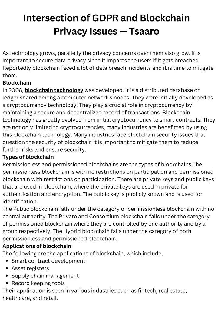 intersection of gdpr and blockchain privacy