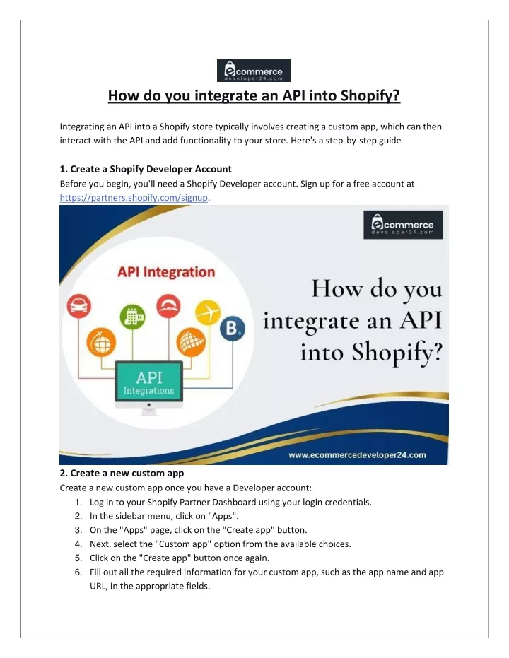 how do you integrate an api into shopify