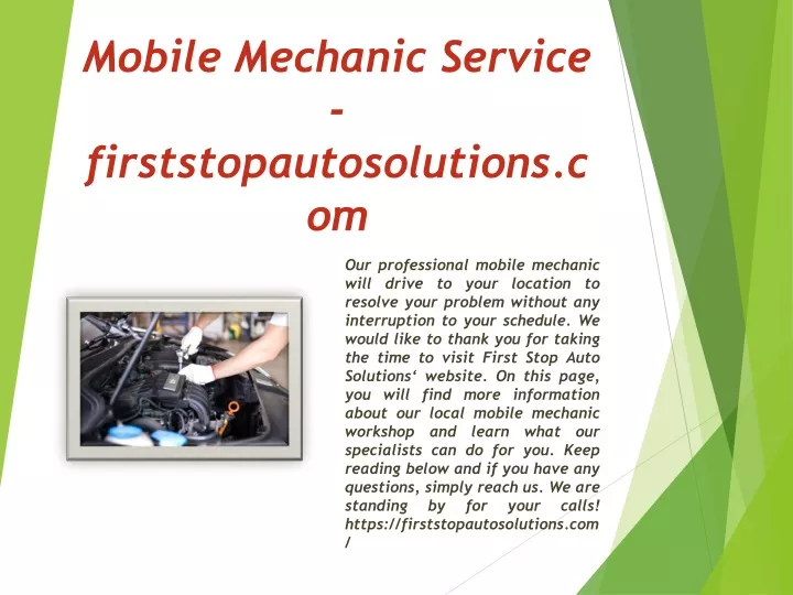 mobile mechanic service firststopautosolutions com