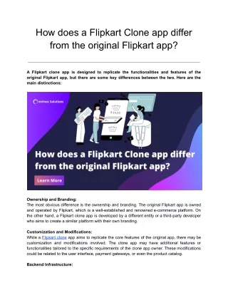 how does a flipkart clone app differ from