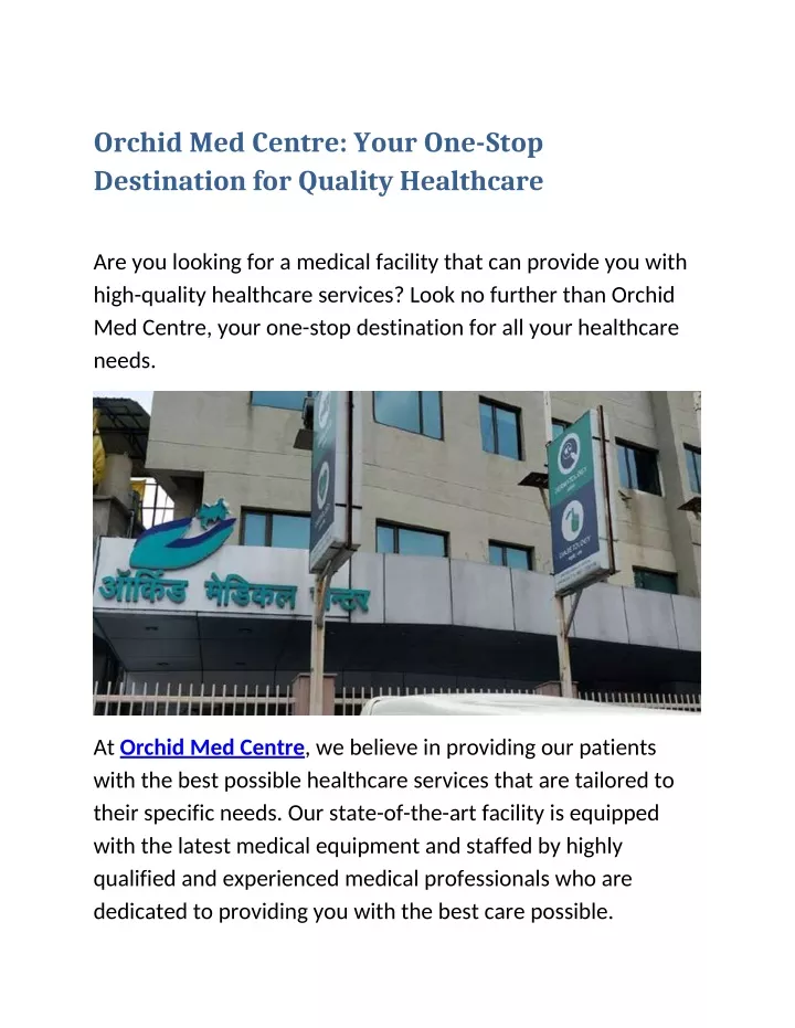 orchid med centre your one stop destination