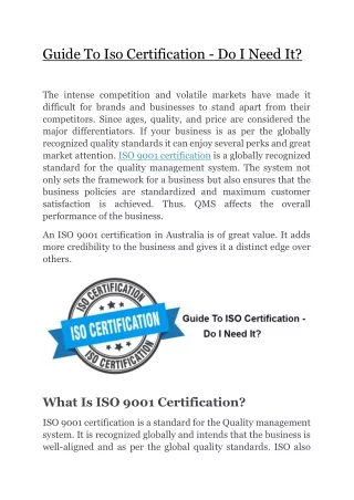 Guide To Iso Certification - Do I Need It?