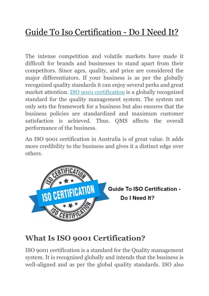 guide to iso certification do i need it