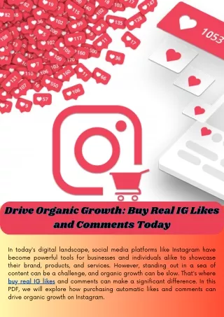 Drive Organic Growth Buy Real IG Likes and Comments Today