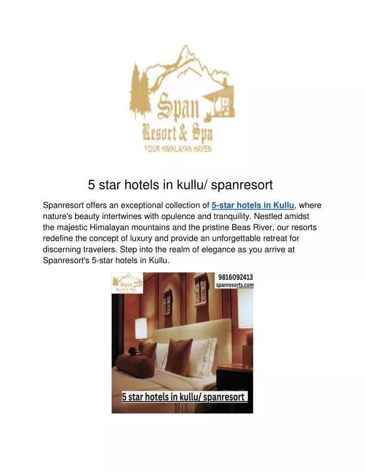 5 star hotels in kullu spanresort