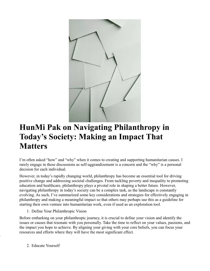 hunmi pak on navigating philanthropy in today