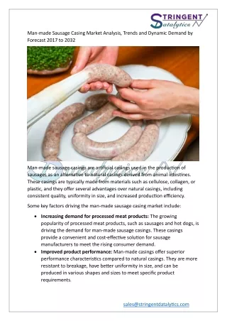 man made sausage casing market analysis trends