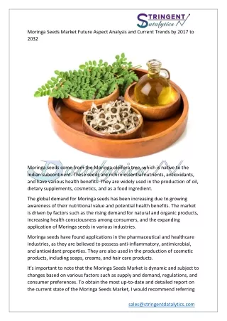 moringa seeds market future aspect analysis