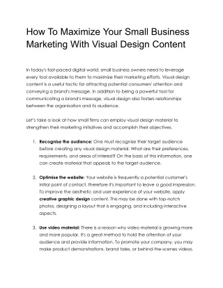 how to maximize your small business marketing