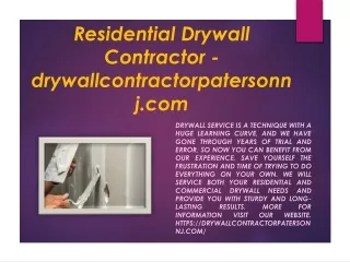 Residential Drywall Contractor - drywallcontractorpatersonnj.com