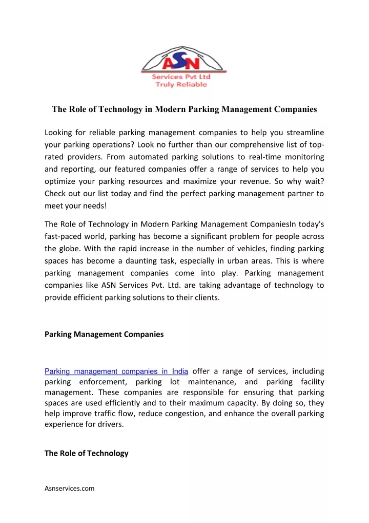 the role of technology in modern parking