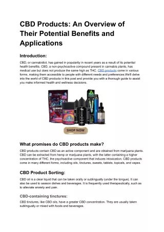 CBD Products_ An Overview of Their Potential Benefits and Applications