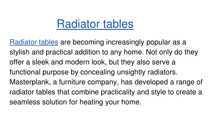 radiator tables