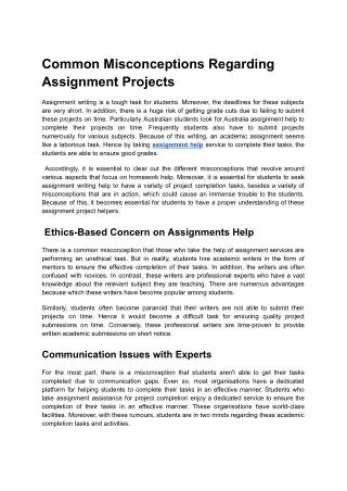 Common Misconceptions Regarding Assignment Projects