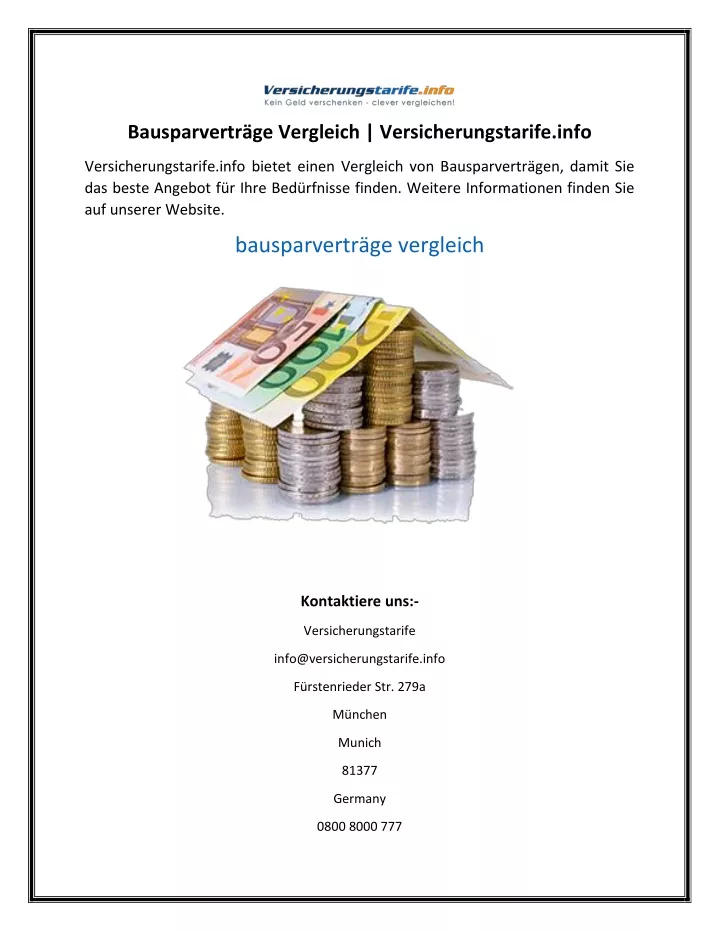 bausparvertr ge vergleich versicherungstarife info