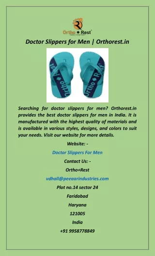 Doctor Slippers for Men  Orthorest.in