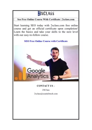 Seo Free Online Course With Certificate  2xclass.com
